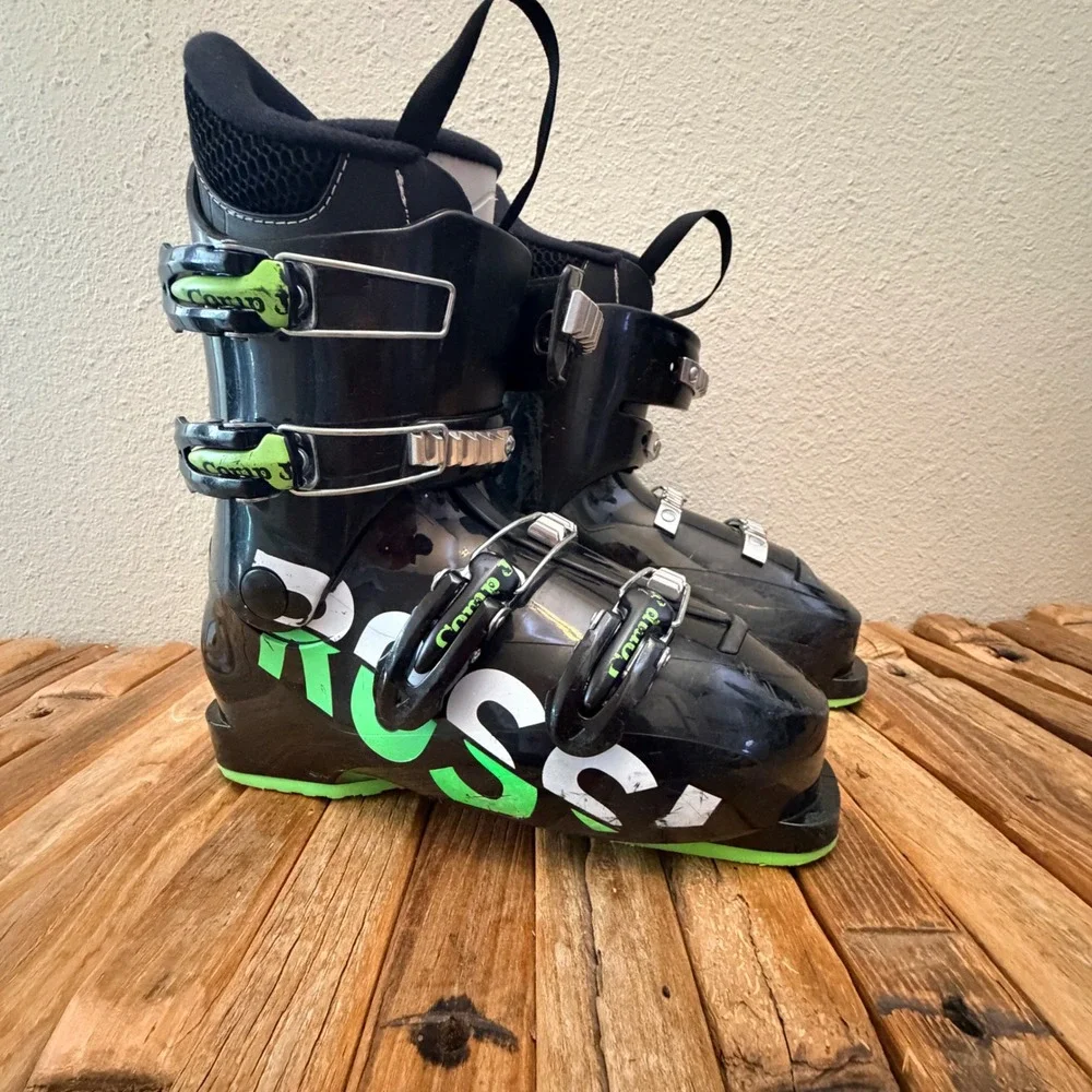 Rossignol Comp J Junior Ski Boots Black Lime Green Size 24.5 285mm Downhill
